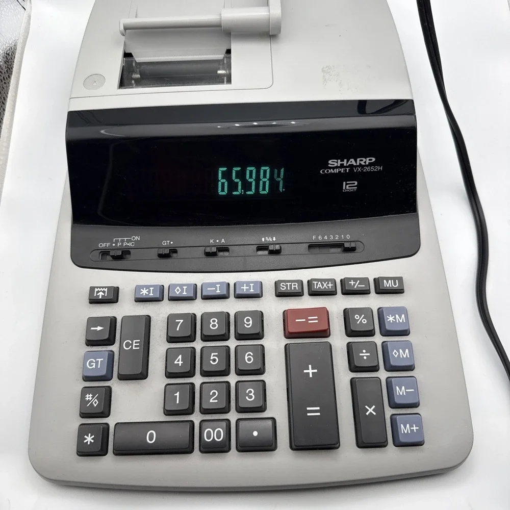 Sharp Compet VX 2652H Electronic Calculator with Printer 12 Digit Gray